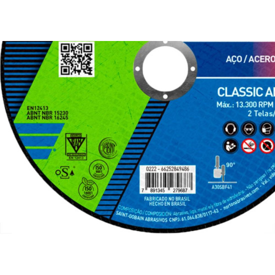 Norton Disco Nort.Inox 4.1/2X1,0X7/8 Class - Kit C/25 Pc