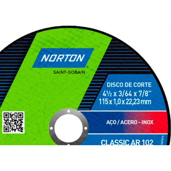 Norton Disco Nort.Inox 4.1/2X1,0X7/8 Class - Kit C/25 Pc