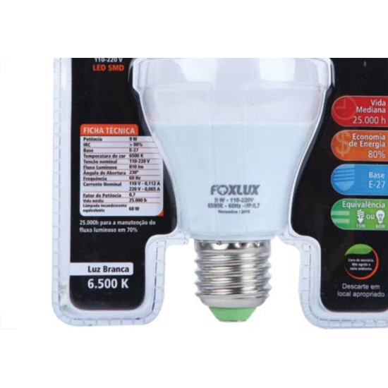 Foxlux Lamp Led Bulbo  09W 6500K