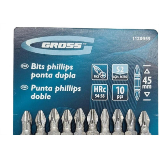 Mundo Das Ferramentas Bits Phillips Gross Dup(Ph2)2X45Mmc/10 Mundo Das Ferramentas Bits Phillips Gross Dup(Ph2)2X45Mmc/10