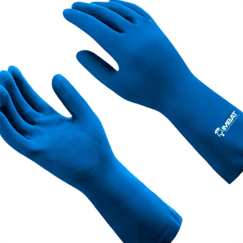 Imbat Luva Latex Forrada Azul 08 - Kit C/12 Pr