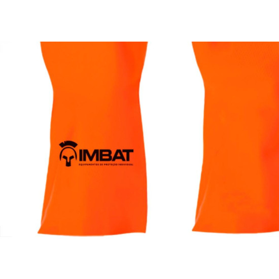 Imbat Luva Latex Forrada Laranja 08 - Kit C/12 Pr