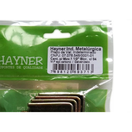 Hayner Cantoneira P/Moveis Bic,1.1/2 C/4 Hayn Hayner Cantoneira P/Moveis Bic,1.1/2 C/4 Hayn