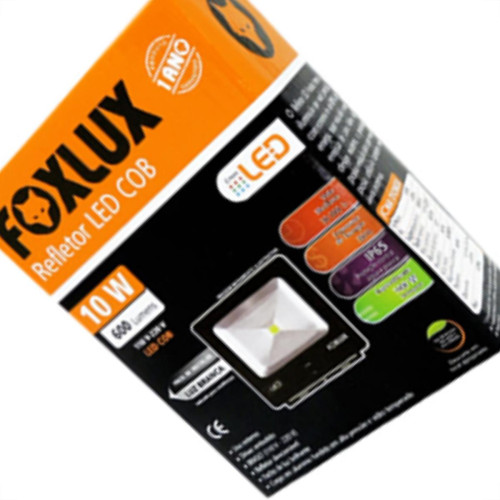 Foxlux Refletor Led 10W 6500K Preto
