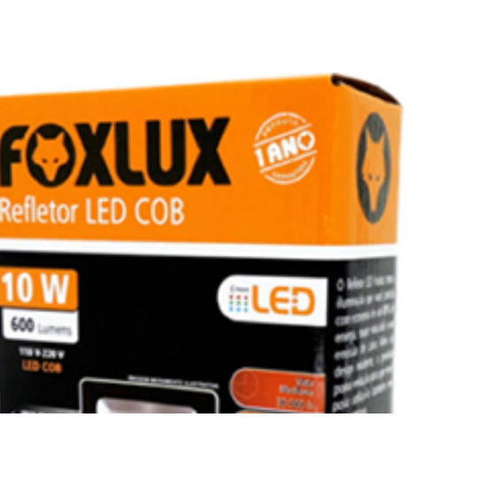 Foxlux Refletor Led 10W 6500K Preto