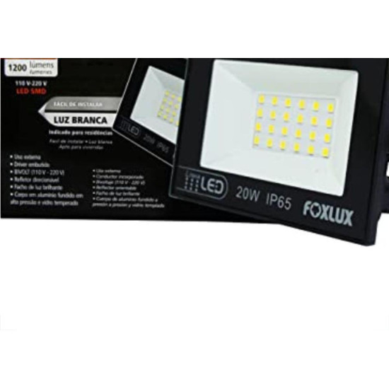 Foxlux Refletor Led 20W 6500K Preto