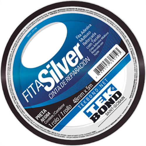 Tek Fita Adesiva Silver 48Mmx 5M-Preta