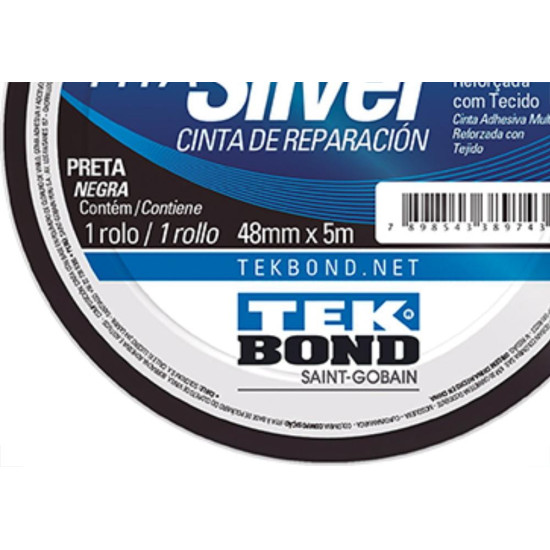 Tek Fita Adesiva Silver 48Mmx 5M-Preta