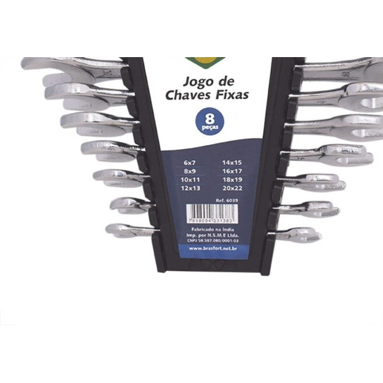 Chave Fixa Jogo Brasfort 6 A 22Mm Com 8 Pecas - 6039