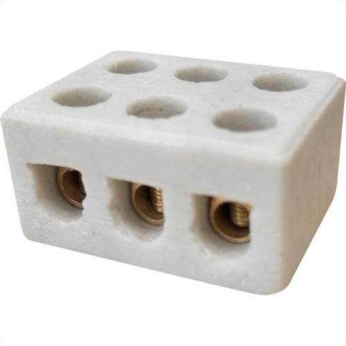 Conector Porcelana Brasfort 3 Polos - 10Mm - 8610 - Kit C/10 Pecas Conector Porcelana Brasfort 3 Polos - 10Mm - 8610 - Kit C/10 Pecas