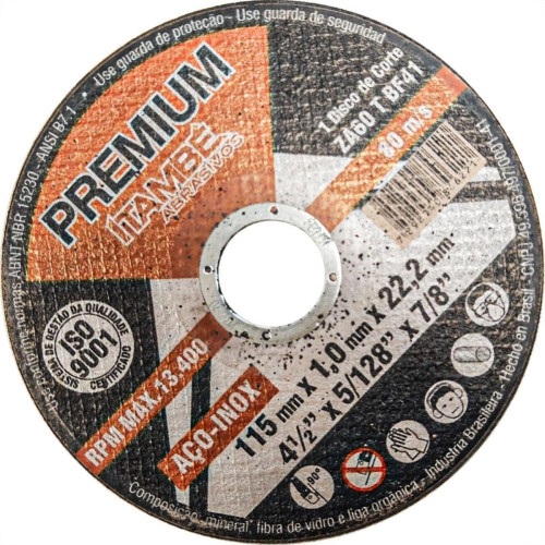 Disco Aco Inox Itambe 4.1/2''X5/128''X7/8'' Premium - Fino 1,0Mm - Kit C/25 Pecas Disco Aco Inox Itambe 4.1/2''X5/128''X7/8'' Premium - Fino 1,0Mm - Kit C/25 Pecas