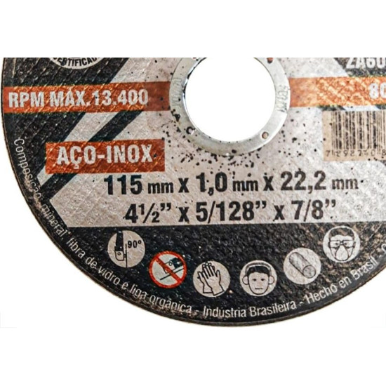 Disco Aco Inox Itambe 4.1/2''X5/128''X7/8'' Premium - Fino 1,0Mm - Kit C/25 Pecas Disco Aco Inox Itambe 4.1/2''X5/128''X7/8'' Premium - Fino 1,0Mm - Kit C/25 Pecas