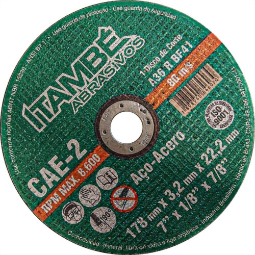 Disco Corte Ferro Itambe 7''X1/8''X7/8''- 2 Telas Cae-2 - 6947 Disco Corte Ferro Itambe 7''X1/8''X7/8''- 2 Telas Cae-2 - 6947