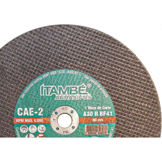 Disco Corte Ferro Itambe 10''X1/8''X3/4''- 2 Telas Cae2 - 6949 Disco Corte Ferro Itambe 10''X1/8''X3/4''- 2 Telas Cae2 - 6949