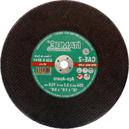 Disco Corte Ferro Itambe 10'' X1/8''X5/8''- 2 Telas Cae-2 Disco Corte Ferro Itambe 10'' X1/8''X5/8''- 2 Telas Cae-2