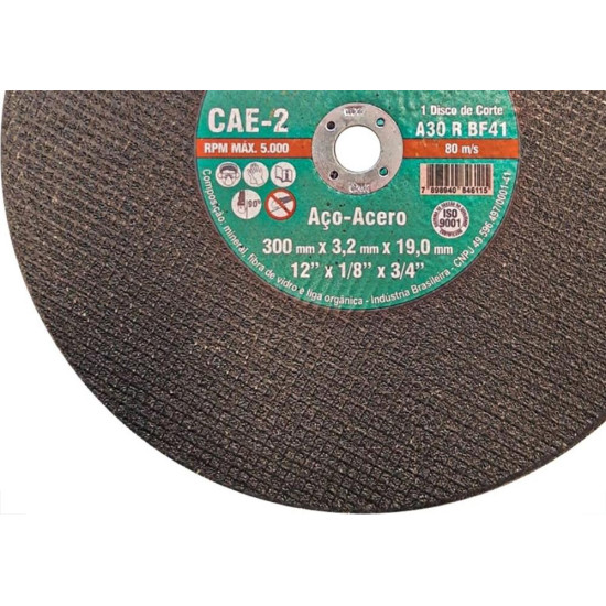 Disco Corte Ferro Itambe 12''X1/8''X3/4''- 2 Telas Cae-2 Disco Corte Ferro Itambe 12''X1/8''X3/4''- 2 Telas Cae-2