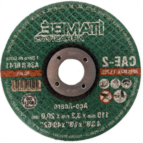 Disco Corte Ferro Itambe 4.3/8''X1/8''X49/62'' - Cae-2 - F-20 Makita - 2 Telas - Kit C/10 Pecas Disco Corte Ferro Itambe 4.3/8''X1/8''X49/62'' - Cae-2 - F-20 Makita - 2 Telas - Kit C/10 Pecas