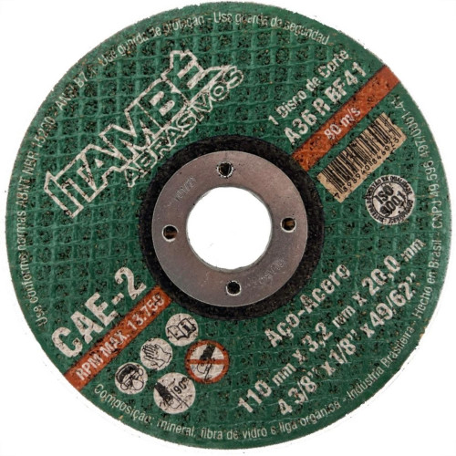 Disco Corte Ferro Itambe 4.3/8''X1/8''X49/62'' - Cae-2 - F-20 Makita - 2 Telas - Kit C/10 Pecas Disco Corte Ferro Itambe 4.3/8''X1/8''X49/62'' - Cae-2 - F-20 Makita - 2 Telas - Kit C/10 Pecas