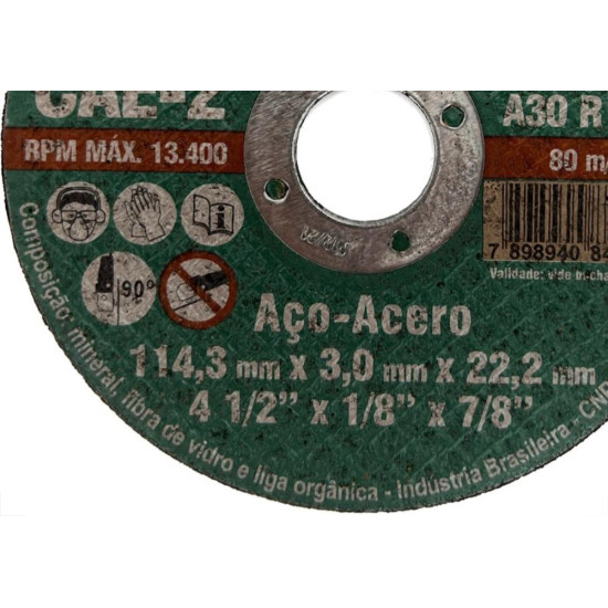 Disco Corte Ferro Itambe 4.1/2''X1/8X7/8''- 2 Telas Cae-2 - Kit C/10 Pecas Disco Corte Ferro Itambe 4.1/2''X1/8X7/8''- 2 Telas Cae-2 - Kit C/10 Pecas