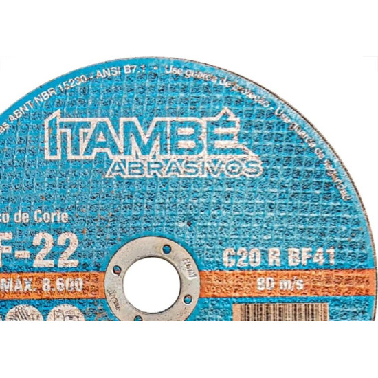 Disco Corte Refratario Itambe 7''X1/8''X7/8''- 2 Telas - Cf-22 Disco Corte Refratario Itambe 7''X1/8''X7/8''- 2 Telas - Cf-22
