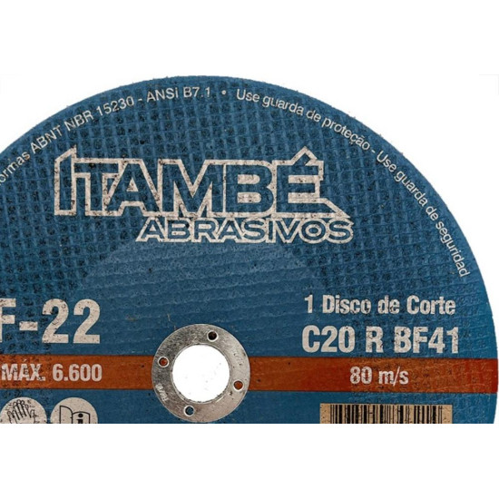 Disco Corte Refratario Itambe 9''X1/8''X7/8''- 2 Telas Cf-22 Disco Corte Refratario Itambe 9''X1/8''X7/8''- 2 Telas Cf-22