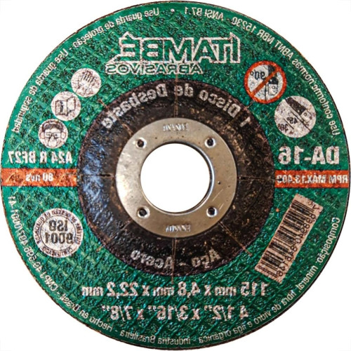 Disco Desbaste Itambe 4.1/2''X3/16''X7/8'' - Da-16 - 7060 Disco Desbaste Itambe 4.1/2''X3/16''X7/8'' - Da-16 - 7060