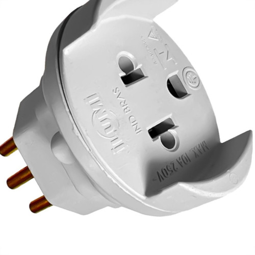 Pino Adaptador Ilumi Universal 2 Polos+Terra 10A. Cinza - 1209Pct - Kit C/10 Pecas Pino Adaptador Ilumi Universal 2 Polos+Terra 10A. Cinza - 1209Pct - Kit C/10 Pecas