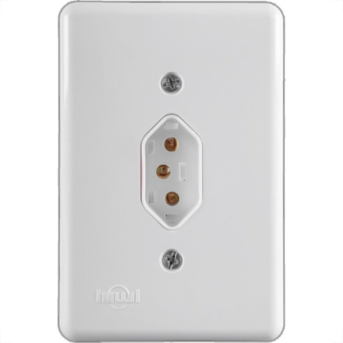 Conjunto Ilumi Stylus Branco Com Placa 1 Tomada 2P+T. 20A. - 20141 Conjunto Ilumi Stylus Branco Com Placa 1 Tomada 2P+T. 20A. - 20141