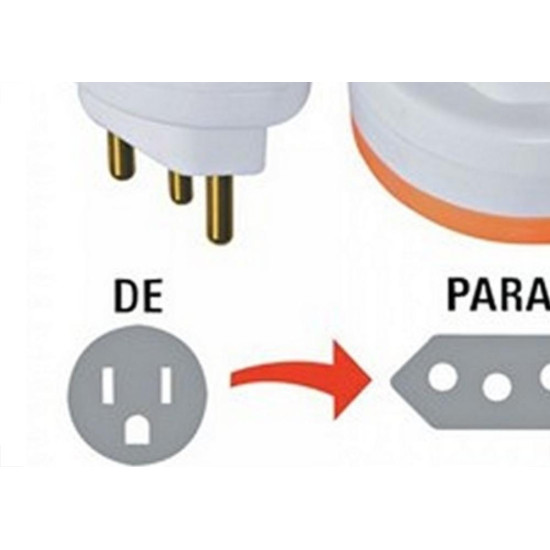 Pino Adaptador Daneva 2 Polos+Terra 10A. Chato Para Redondo 1630 - Kit C/12 Pecas Pino Adaptador Daneva 2 Polos+Terra 10A. Chato Para Redondo 1630 - Kit C/12 Pecas