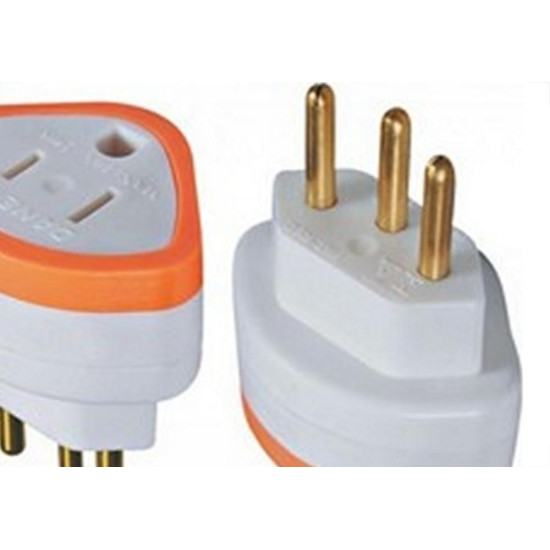 Pino Adaptador Daneva 2 Polos+Terra 10A. Chato Para Redondo 1630 - Kit C/12 Pecas Pino Adaptador Daneva 2 Polos+Terra 10A. Chato Para Redondo 1630 - Kit C/12 Pecas