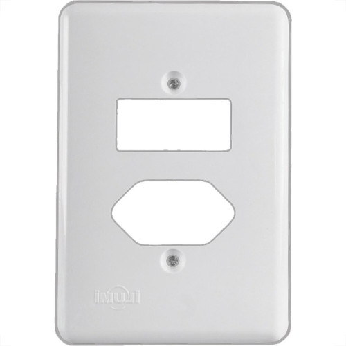 Placa Conjunto Ilumi Stylus Branco 4X2 - 1 Interruptor + 1 Tomada - 20420 Placa Conjunto Ilumi Stylus Branco 4X2 - 1 Interruptor + 1 Tomada - 20420