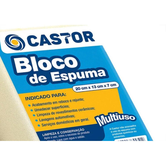 Espuma Em Bloco Castor Branca 7Cm X 13Cm X 20Cm - 051 - Kit C/12 Pecas