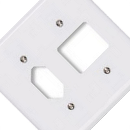 Placa Conjunto Ilumi Stylus Branco 4X4 - 2 Interruptores + 1 Tomada Placa Conjunto Ilumi Stylus Branco 4X4 - 2 Interruptores + 1 Tomada
