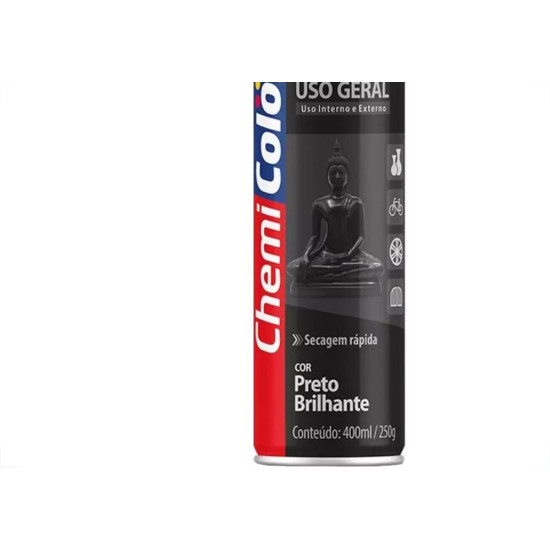 Spray Chemicolor Preto Brilhante 400Ml/250G. Spray Chemicolor Preto Brilhante 400Ml/250G.