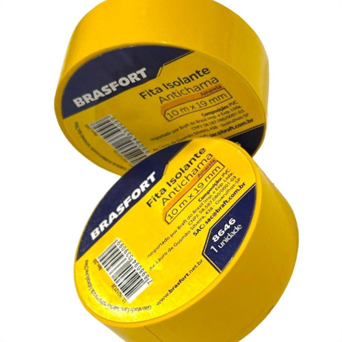 Fita Isolante Brasfort 10M Amarela - 8646 - Kit C/10 Pecas