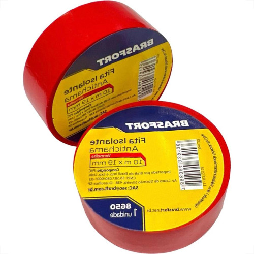 Fita Isolante Brasfort 10M Vermelha - 8650 - Kit C/10 Pecas