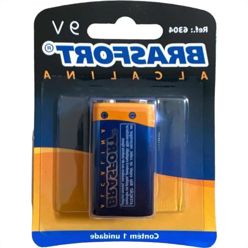 Pilha Brasfort Alcalina Bateria 9V. Cartela Com 1 Peca - 6304