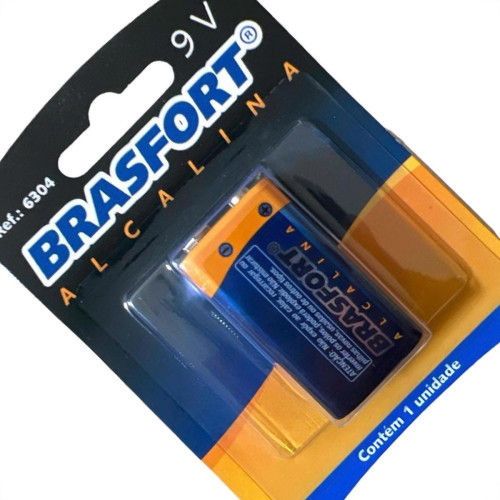 Pilha Brasfort Alcalina Bateria 9V. Cartela Com 1 Peca - 6304