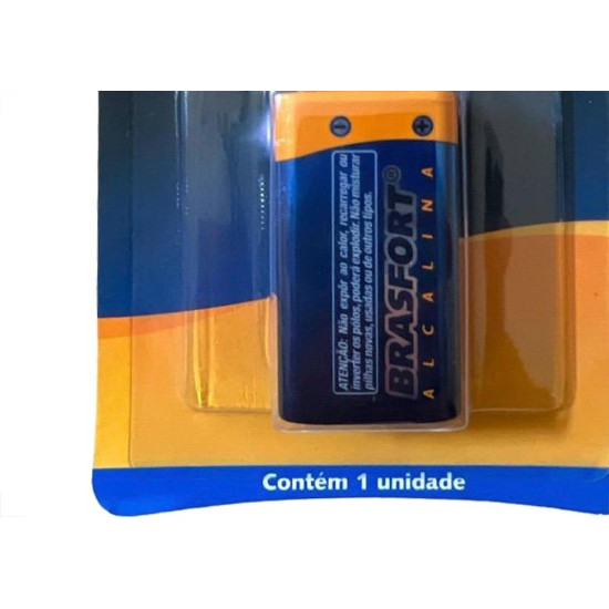 Pilha Brasfort Alcalina Bateria 9V. Cartela Com 1 Peca - 6304