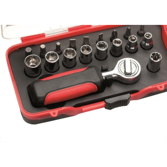 Kit Ferramenta Eda 19 Pecas Cromo Vanadio Com Catraca Bits E Soquete - 9Jg