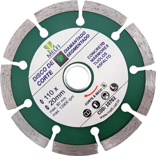 Disco Diamantado Melfi Segmentado Seco 110Mm X 20Mm - 10702 Disco Diamantado Melfi Segmentado Seco 110Mm X 20Mm - 10702