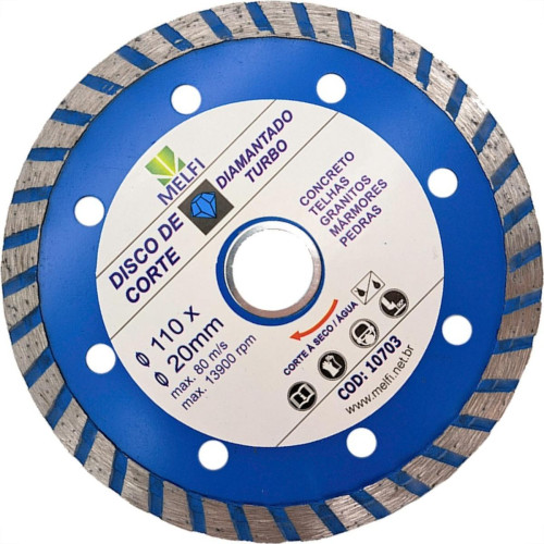 Disco Diamantado Melfi Turbo Seco 110Mm X 20Mm - 10703 Disco Diamantado Melfi Turbo Seco 110Mm X 20Mm - 10703