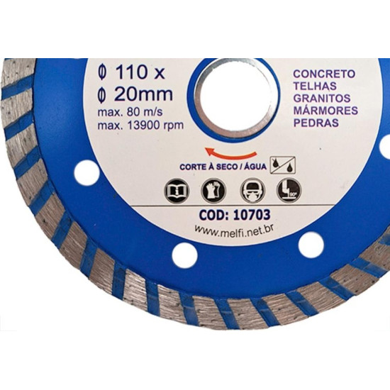 Disco Diamantado Melfi Turbo Seco 110Mm X 20Mm - 10703 Disco Diamantado Melfi Turbo Seco 110Mm X 20Mm - 10703