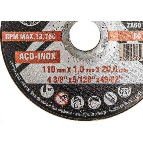 Disco Aco Inox Itambe 110Mmx1,0Mmx20Mm Premium / Makita - Kit C/25 Pecas Disco Aco Inox Itambe 110Mmx1,0Mmx20Mm Premium / Makita - Kit C/25 Pecas