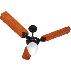 Ventilador Teto Venti-Delta 3 Pas Preto Com Mogno Com Globo 220V.