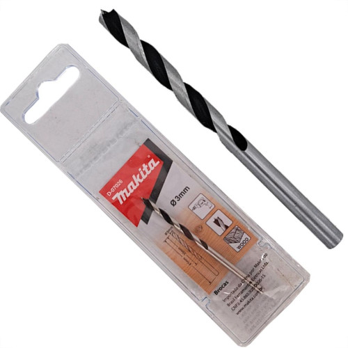 Broca Aco Carbono Madeira Makita 3 Pontas 3Mm - Kit C/5 Pecas Broca Aco Carbono Madeira Makita 3 Pontas 3Mm - Kit C/5 Pecas