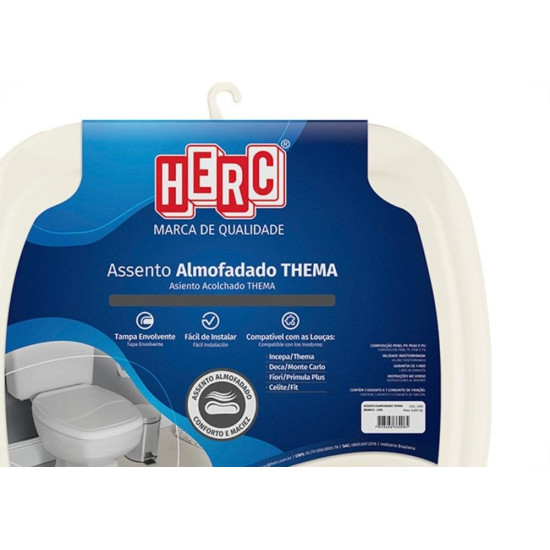 Assento Sanitario Almofadado Herc Retangular Bege 2397