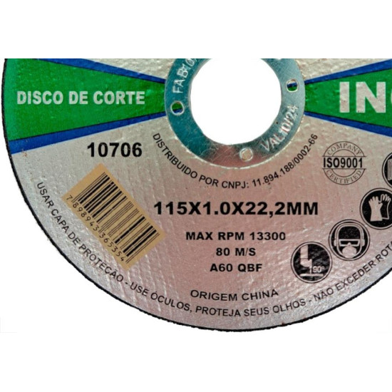 Disco Aco Inox Melfi 115Mmx1,0Mmx22,2Mm - 10706 Disco Aco Inox Melfi 115Mmx1,0Mmx22,2Mm - 10706