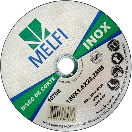 Disco Aco Inox Melfi 180Mmx1,6Mmx22,2Mm - 10708 Disco Aco Inox Melfi 180Mmx1,6Mmx22,2Mm - 10708