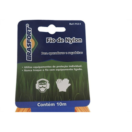 Fio De Nylon Para Aparador De Grama Brasfort 3,0Mmx10M - 7536 Fio De Nylon Para Aparador De Grama Brasfort 3,0Mmx10M - 7536